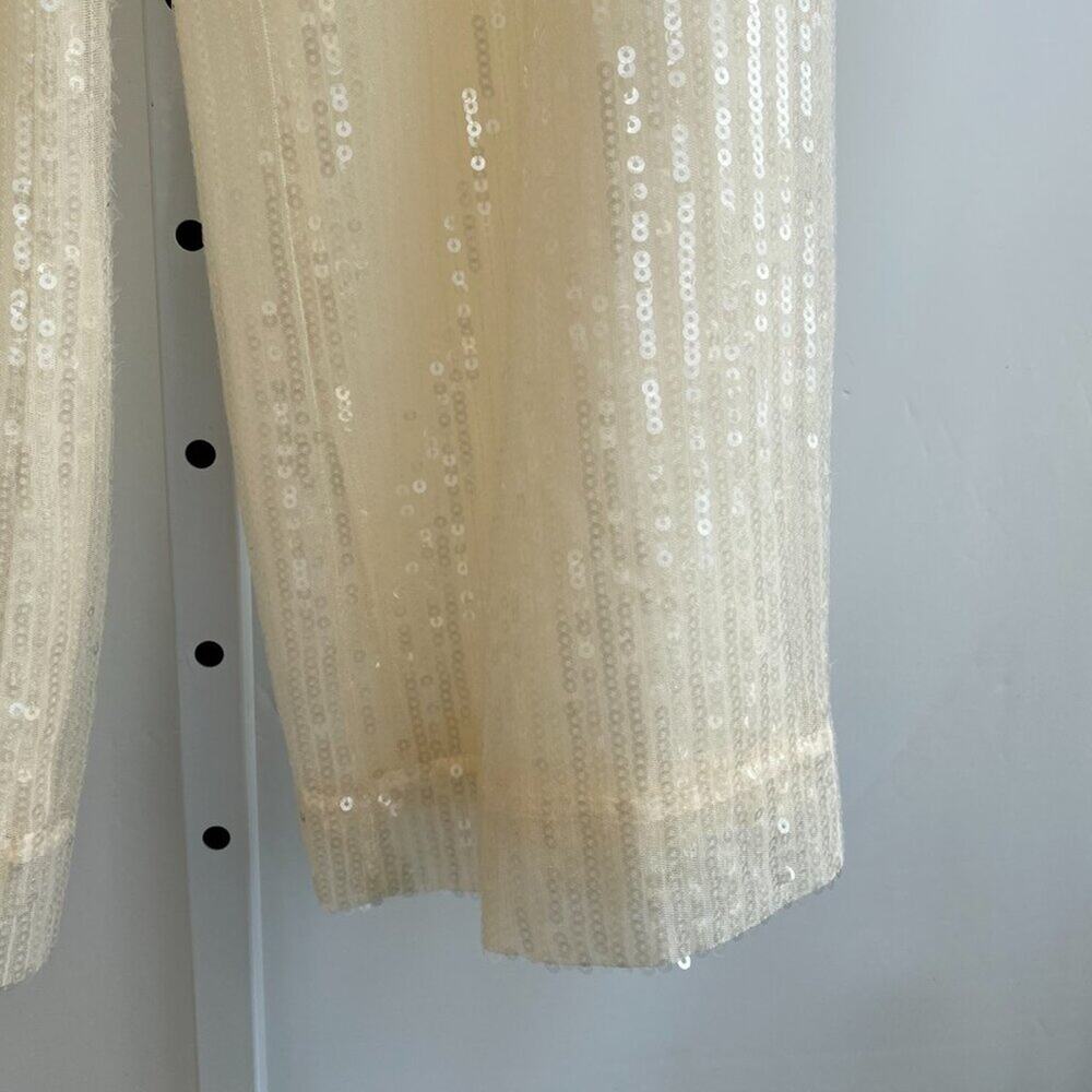 MINT House of Harlow 1960 Revolve Wide Leg Sequin pants High Waist Cream Size 6 - Picture 5 of 8
